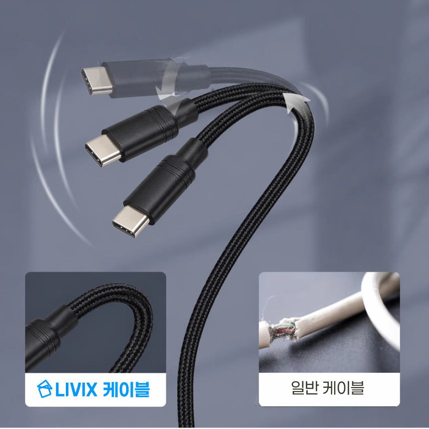 리빅스 100W CTOC 고속 충전케이블 USB C타입 데이터 초고속 충전기선 0.5m - 상세 이미지 4