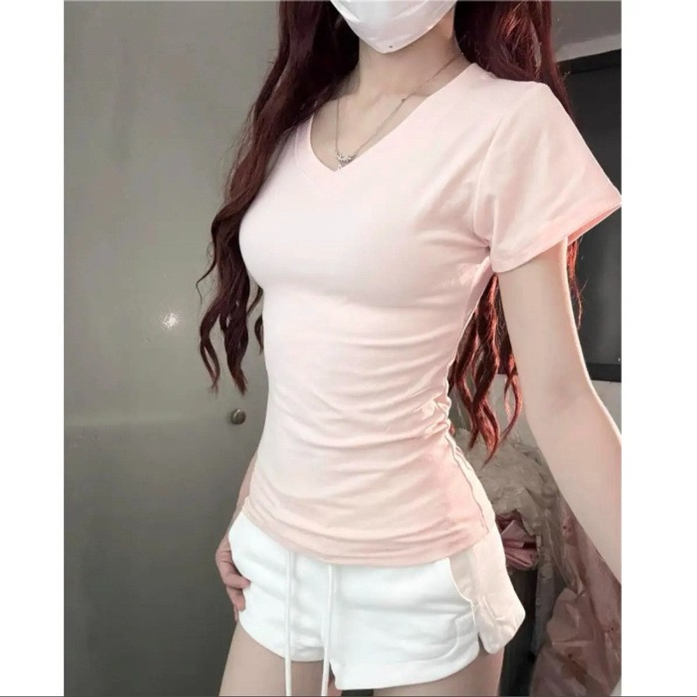 여성 이너 반팔 티셔츠 골지 슬림핏 라운드넥 순면 기본 데일리 반팔티 연회색 크루넥 S 이미지 6