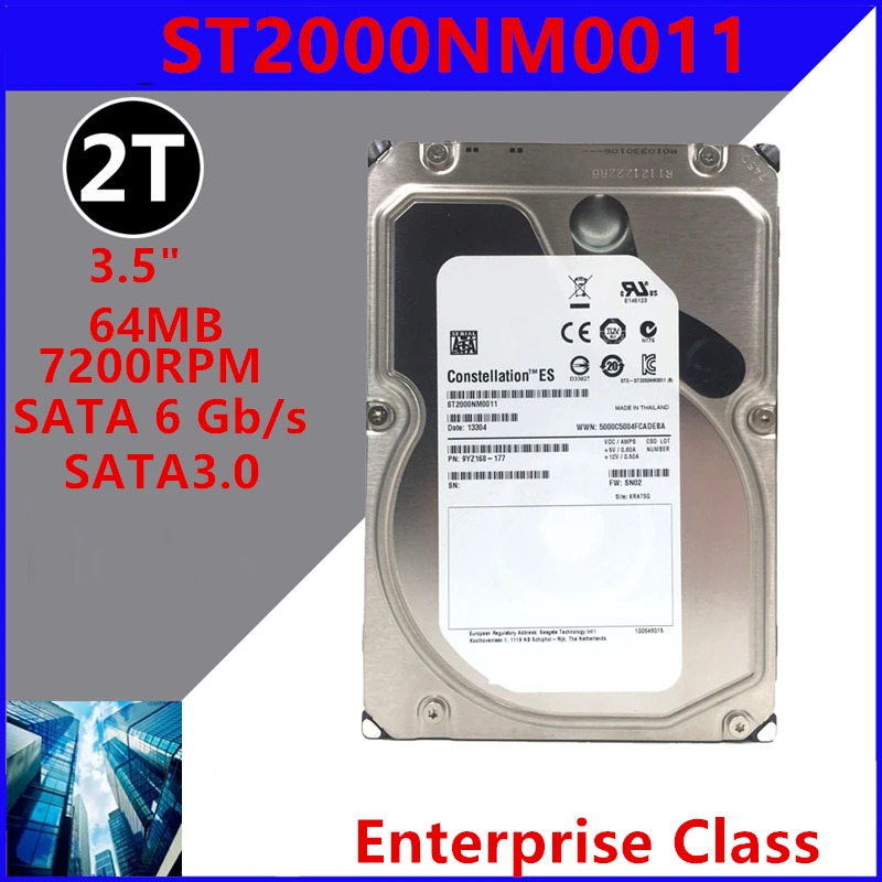 씨게이트오리지널 HDD 2TB 3.5 인치 SATA 6 Gb/s 64MB 7200RPM 엔터프라이즈 ST2000NM0011 내장 신