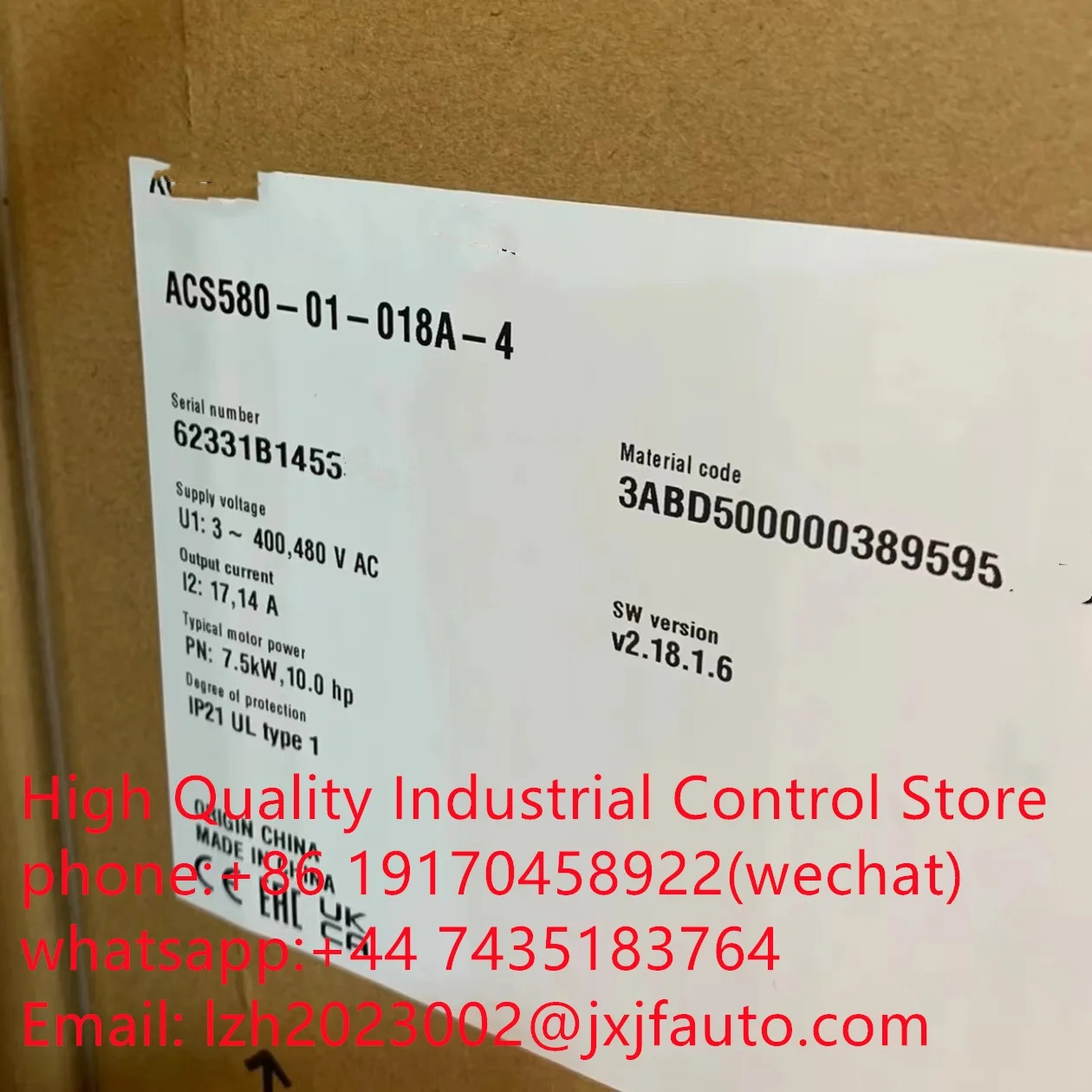 ACS580 시리즈 VCS580-01-02A7-4 납품 3ABD50000038937