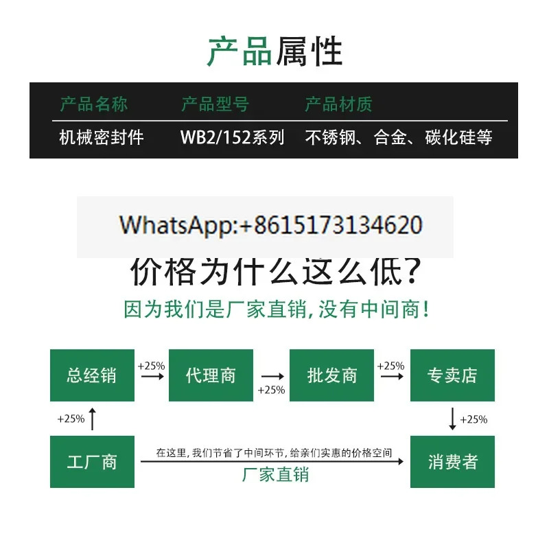 기계식 도장 PTFE 화학 펌프 워터 WB2 152-25 30 35 40 45 50/55 기계