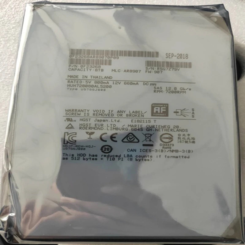 Hgst 엔터프라이즈 내부 HDD오리지널 HDD HUH728080AL5200 8TB 3.5 인치 SAS 12 Gb/s 128MB 7200RPM 신