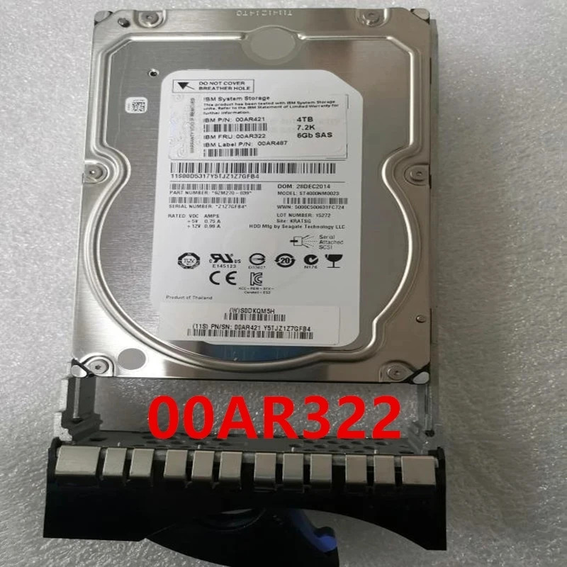 00AR322 00AR421 00AR487 서버 하드 드라이브 IBM V7000 G2 4TB 3.5 SAS 6 Gb/s 128MB 7200RPM 새 HDD