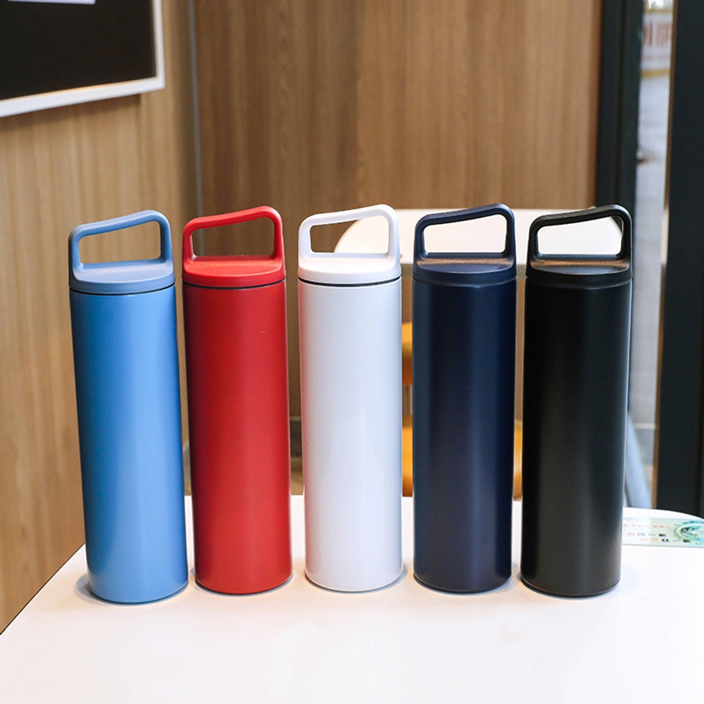 304 스테인리스 기본 텀블러 300ml 핸들 보온 보냉병 휴대용 와이드 입구 차량용 블랙 500ml - 상세 이미지 3