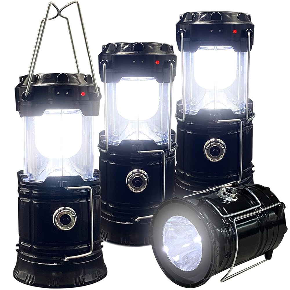 접이식 휴대용 LED 캠핑 랜턴 XTAU 경량 방수 태양광 USB 충전식 손전등 생존 키트 실내 실외기 비상등 정전 하이킹 허리케인 4팩 4 - 상품 이미지