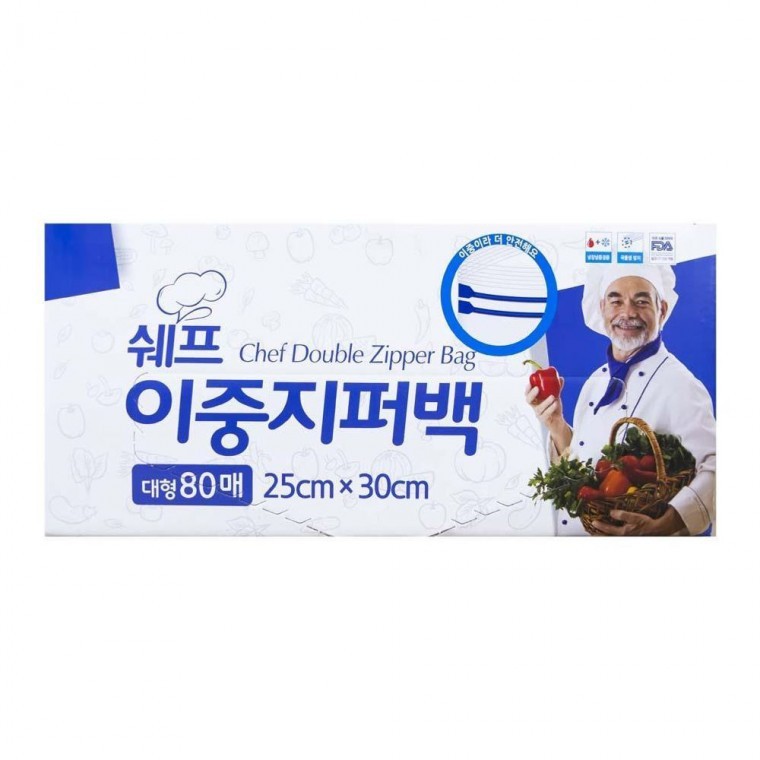 도모아 쉐프 대용량 이중지퍼백 대형 80매 25x30 - 상품 이미지