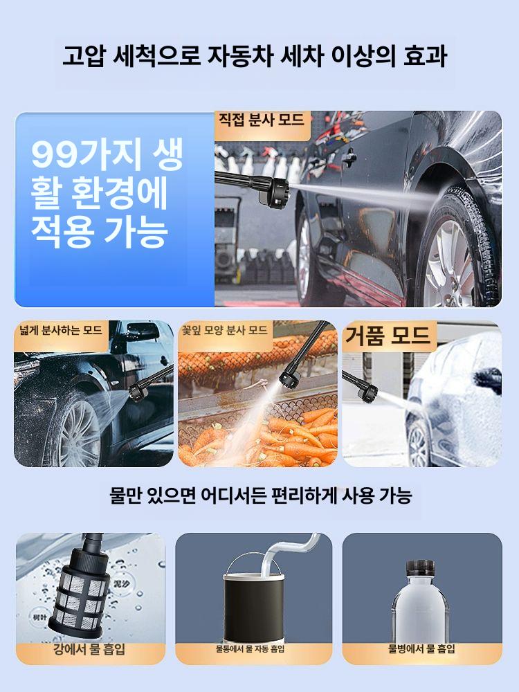무선 고압세척기 충전식 휴대용 분사기 자동차 세차 청소 분무기 - 상세 이미지 3