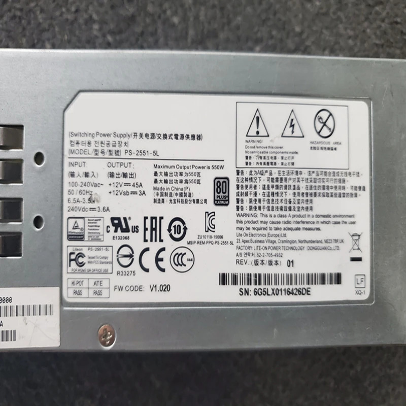 LiteonPSU 전원공급장치 PS-2551-5L SA5212M4 NF5280 8480 M4 500W