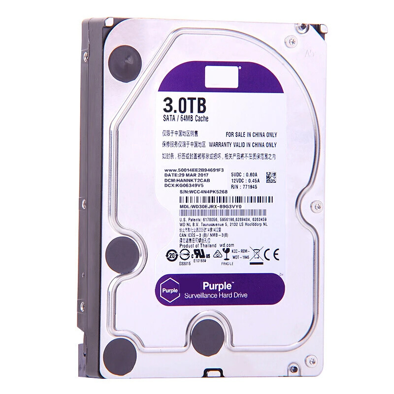 WD Purple 3TB 3.5 SATA 6 Gb/s 64MB 5400RPM 새 원본 HDD 감시 WD30EJRX WD30PURX 내부 용