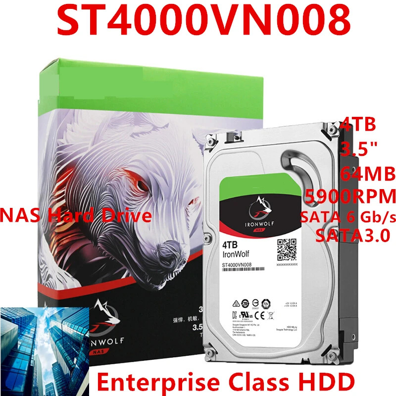 씨게이트 언울프 NAS 하드 드라이브내부 오리지널 HDD ST4000VN008 4TB 3.5 인치 SATA 64MB 5900RPM 신