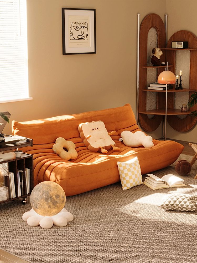 애벌레쇼파 주름디자인 안락소파 패브릭 편안한 휴식의자 가구 - 상품 이미지