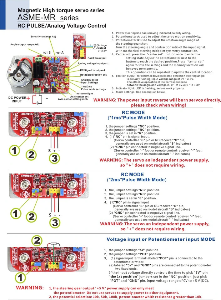 ASME-MRA 비접촉 마그네틱 인코더 서보 4096 해상도 32 비트 MCU 하이 토크 260kg.cm