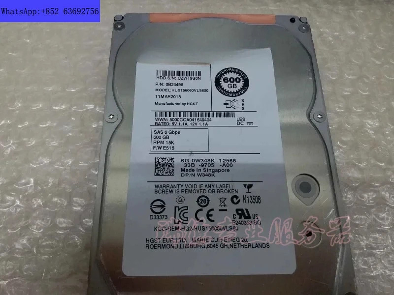 600G 3.5-inch 15K W348K fidelity 0W348K