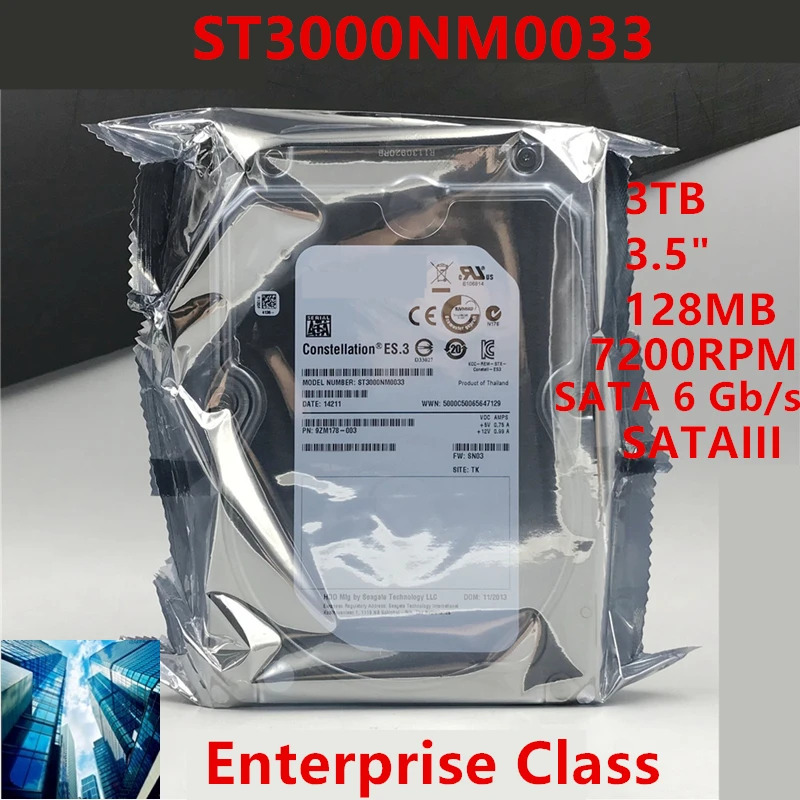 씨게이트오리지널 HDD 내부 엔터프라이즈 ST3000NM0033 3TB 3.5 인치 SATA 6 Gb/s 128MB 7200RPM 신
