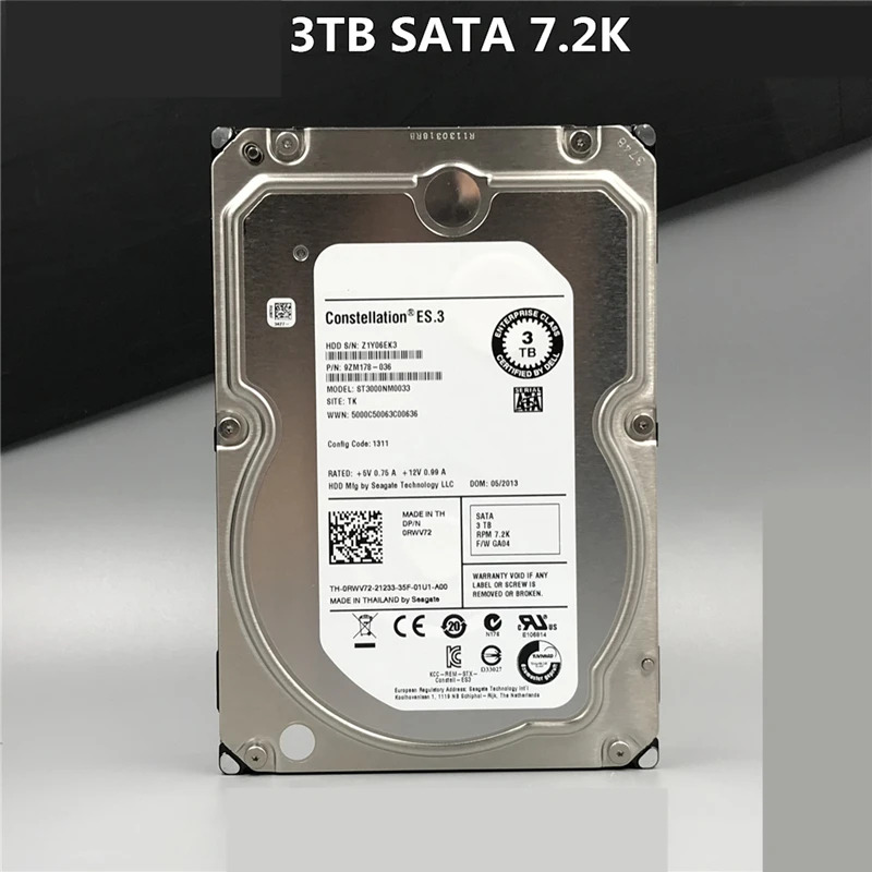 엔터프라이즈 내부 HDD 델 3TB 3.5 인치 SATA 128MB 7200RPM ST3000NM0033 0RWV72 신