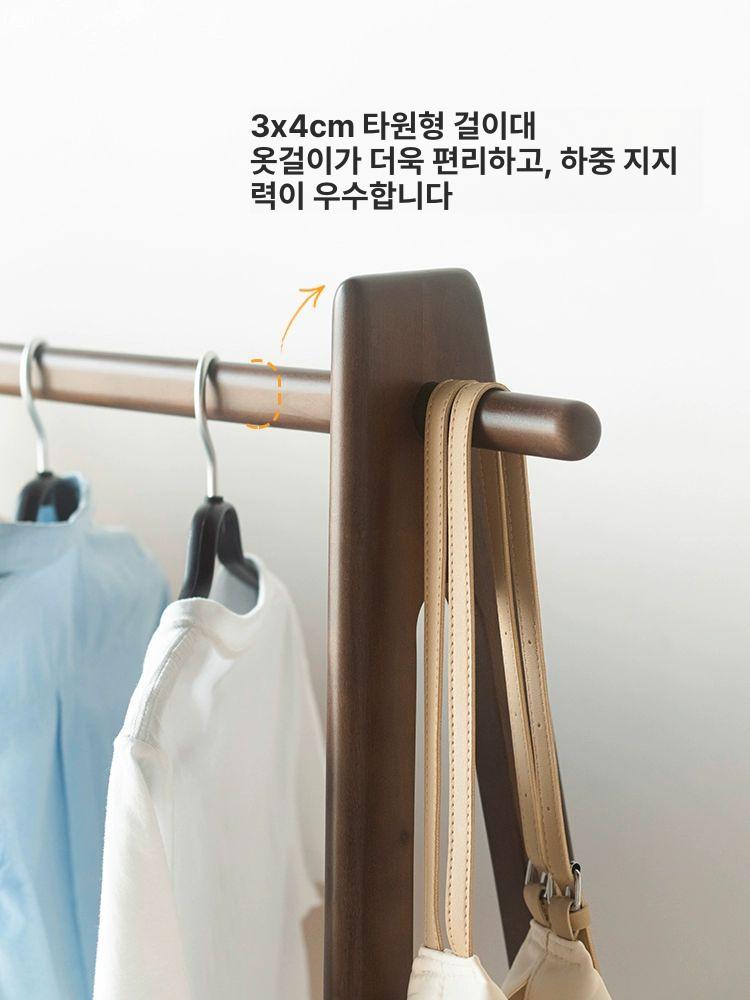 북유럽가구디자인 스탠드행거 수납 스탠드옷걸이 코트랙 고정식 튼튼한 빈티지 목재 - 상세 이미지 2