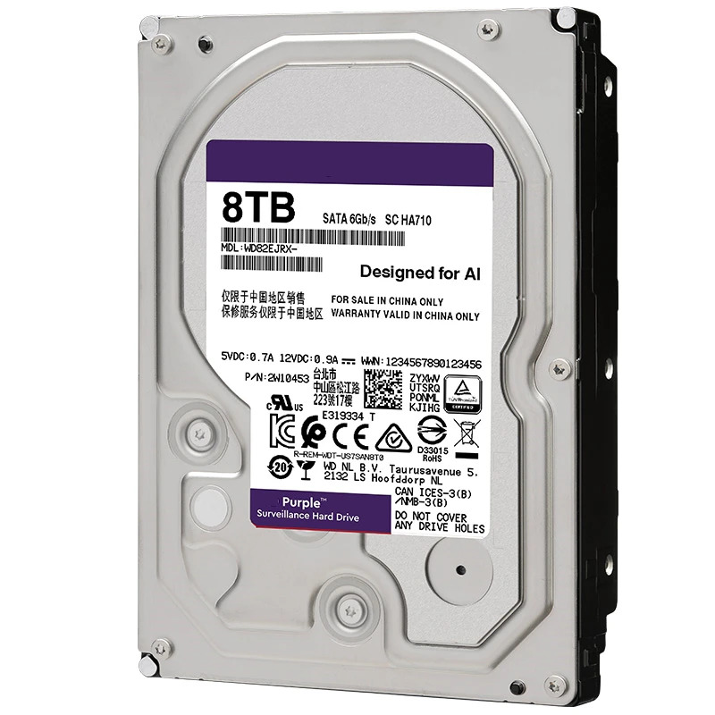 감시내부 하드 오리지널 HDD WD 퍼플 8TB 3.5 인치 SATA 6 Gb/s 256MB 5400RPM WD82EJRX