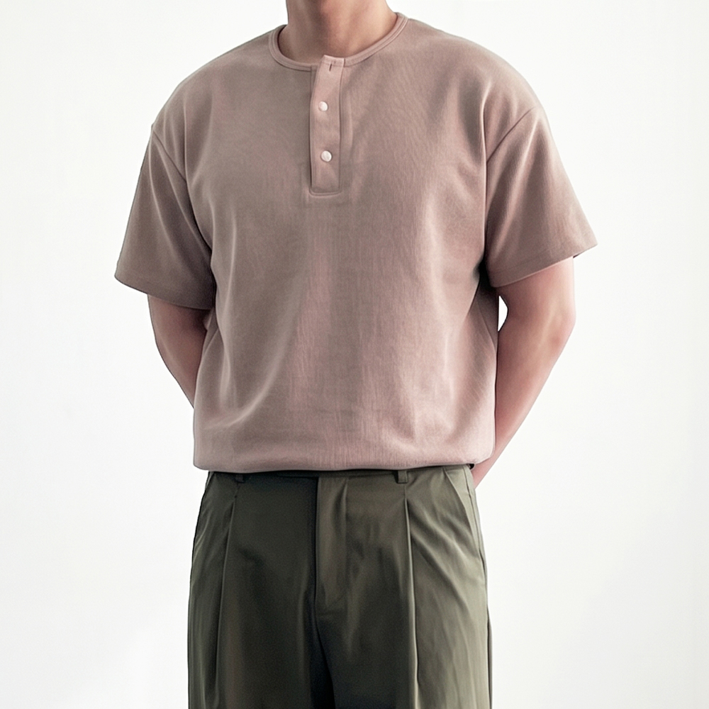 헨리넥반팔 남헨리넥반팔티 세미오버핏 - 상세 이미지 4