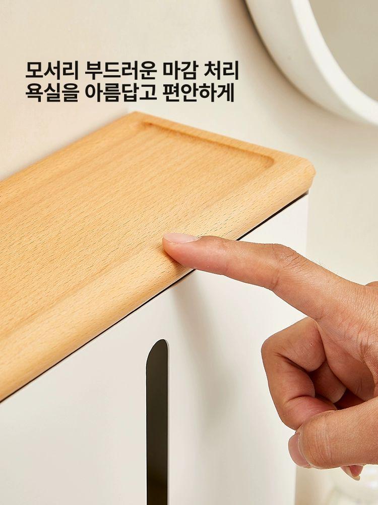 페이퍼디스펜서 핸드타올케이스 우드 화장실 주방 각티슈함 인테리어 걸이 - 상세 이미지 4