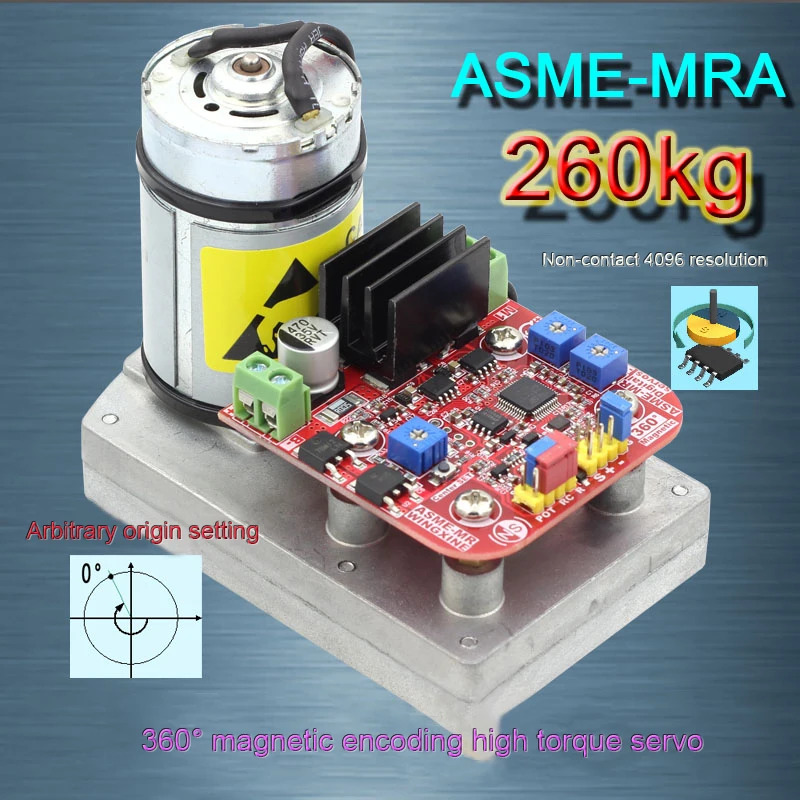 ASME-MRA 비접촉 마그네틱 인코더 서보 4096 해상도 32 비트 MCU 하이 토크 260kg.cm