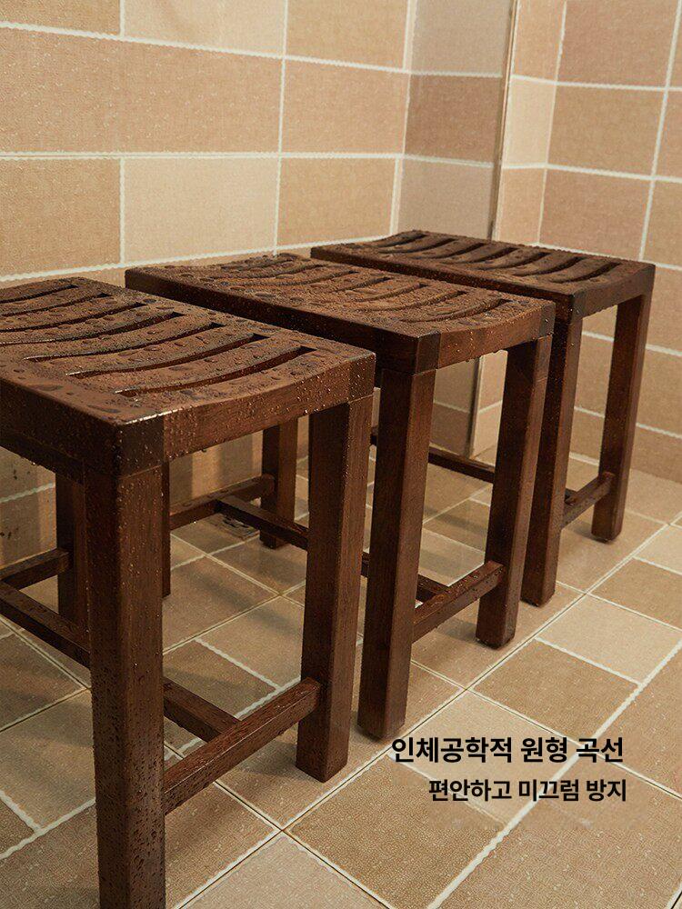 욕실 목욕의자 편백나무 화장실 사우나 히노끼 발디딤대 물빠짐 - 상세 이미지 4
