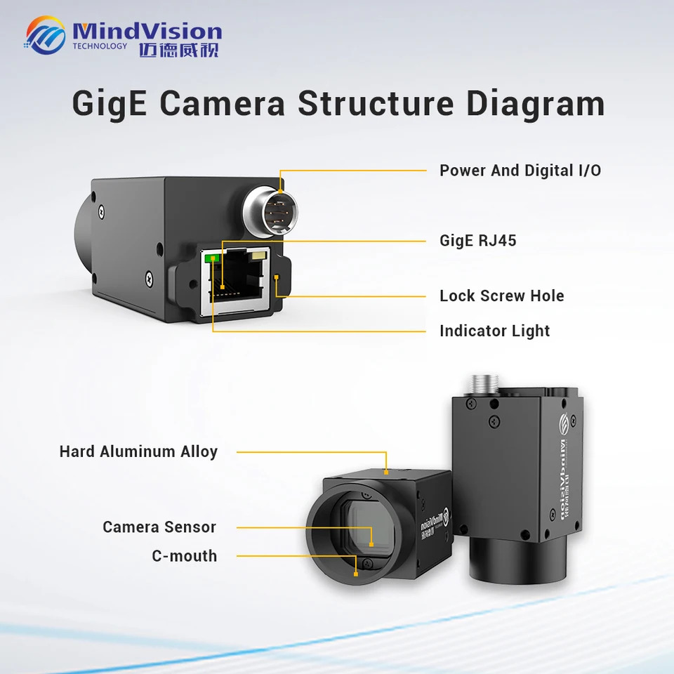 Mindvision Gige 머신 비전 검사 고속 산업글로벌 셔터 Cmos 센서 컬러 모노