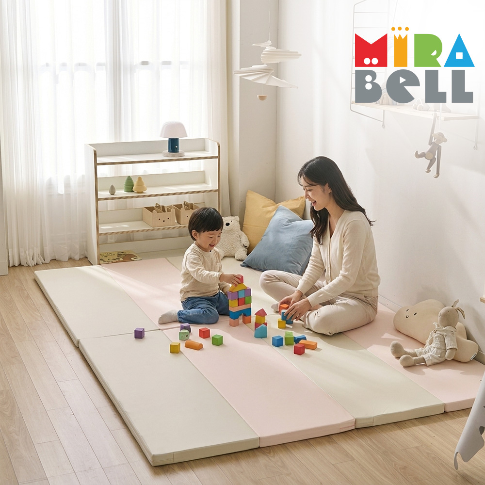 미라벨 카라 실리케어 아기유아 놀이방 4단 항균형 폴더매트 120X160 핑크그레이 - 상세 이미지 2