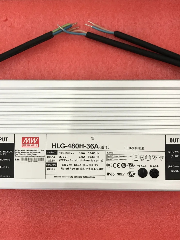 Mingwei LED 방수 스위칭 전원공급장치 HLG-480H-24A/30A/36A/42A/48A/54A 가로 전류 정전압