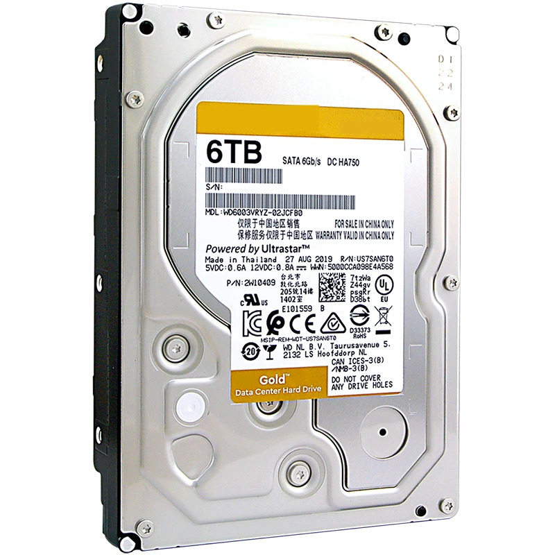 WD 골드오리지널 HDD WD6003VRYZ 내부 6TB 3.5 인치 SATA 6 Gb/s 256MB 7200RPM