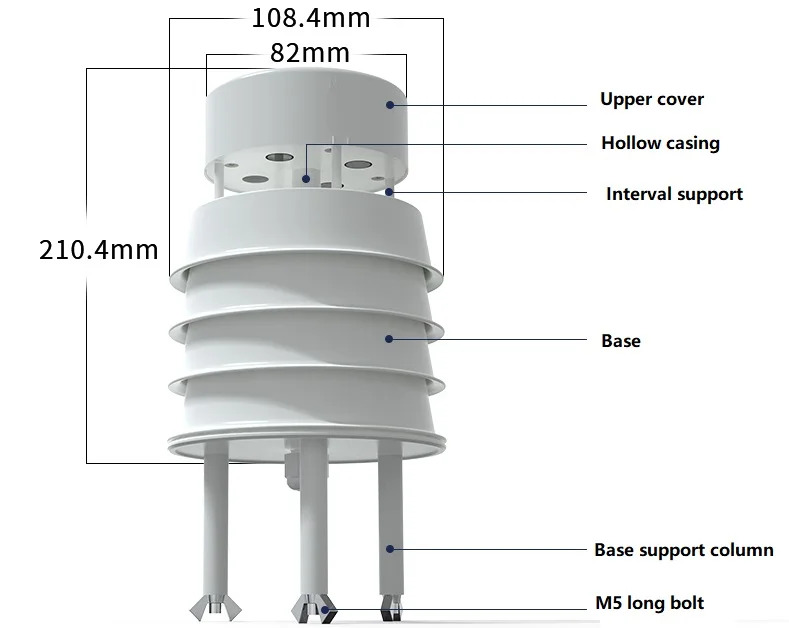 컴팩트 초음파 풍속 방향 센서 2 in 1 4-20Ma 0-5V 0-10V Rs485