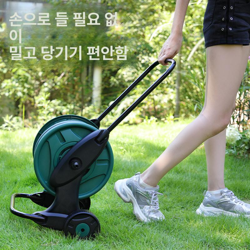 자동 호스릴카트 이동식 50m 바퀴 물호스 원예 워터릴 릴호스 권치기 보관 정원 - 상세 이미지 5