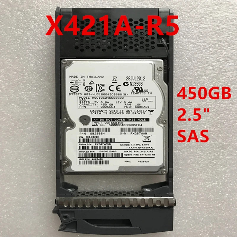 X421A-R5 SP-X421A-R5 서버 하드 내장 드라이브 NetApp 450GB 2.5 인치 SAS 64MB 10K 거오리지널 신형 HDD