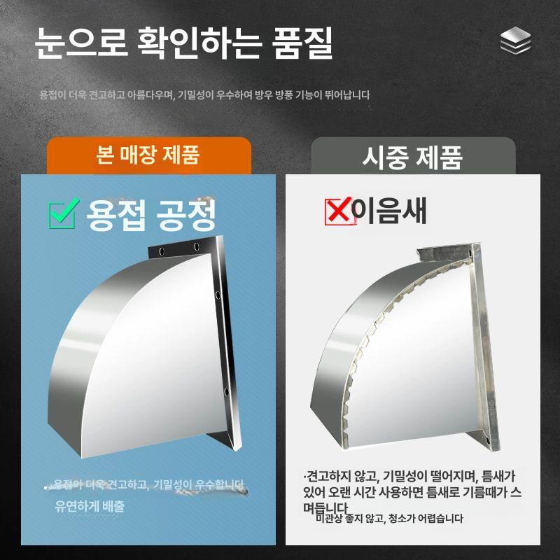 외벽 커버 스텐 메쉬 덮개 업소용 스테인레스 산업용 사각 배기구 후드캡 댐퍼 환기팬 - 상세 이미지 2