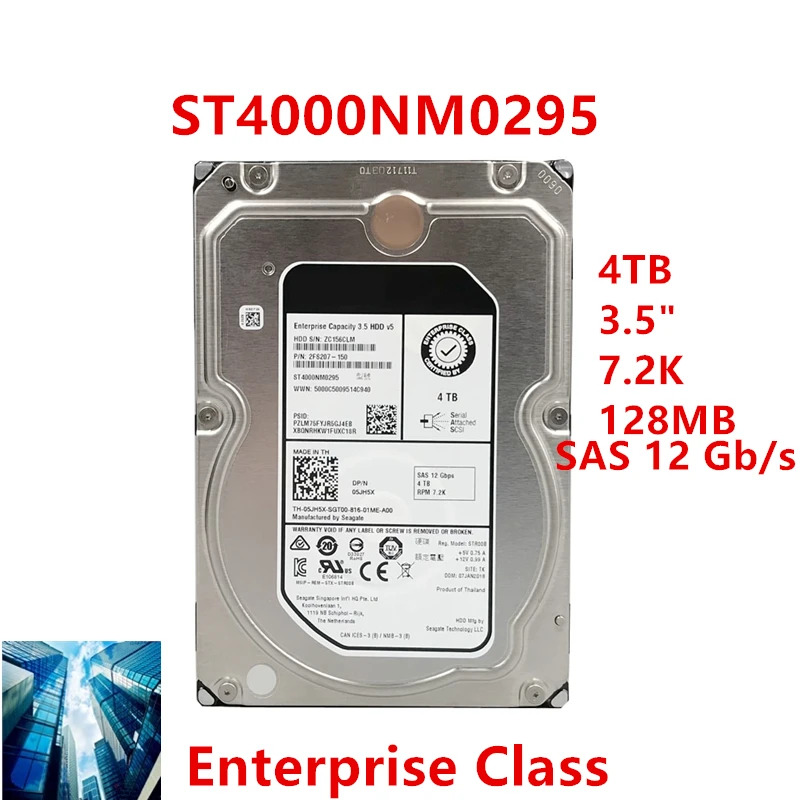 엔터프라이즈 HDD 05JH5X 5JH5X ST4000NM0295Dell 4TB 3.5 SAS 128MB 7.2K새 원본