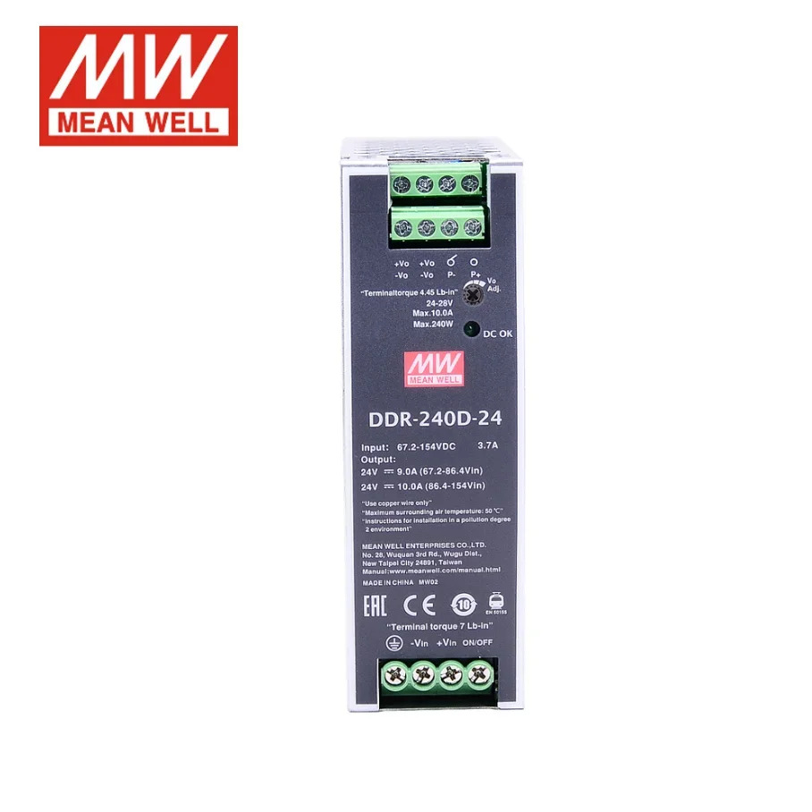 MEAN WELL DDR-240 DDR-240B/240C/240D 가이드 레일 전원공급장치 240W DC 24V/48V 110V