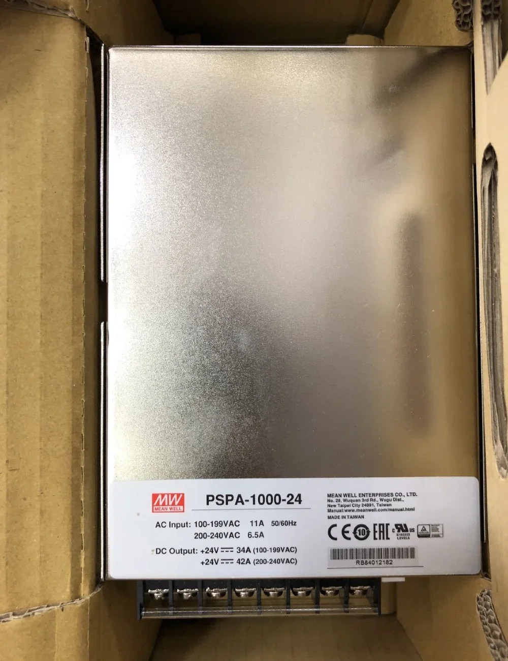 MEAN WELL PSPA-1000 시리즈 12V 15V 24V 48V DC 1000W 단일 출력 스위칭PFC 병렬 기능 전원공급장치 포함
