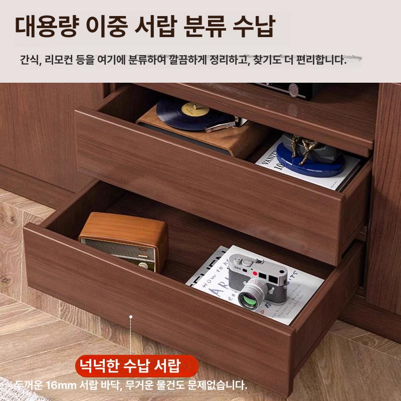 거실수납장 우드 슬림 TV받침대 월넛 선반 가구 - 상세 이미지 3