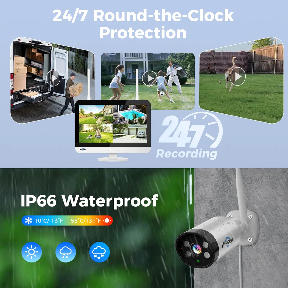 모션 센서 알람 무선 8채널 와이파이 보안 IP CCTV 시스템 상위P 12 인치