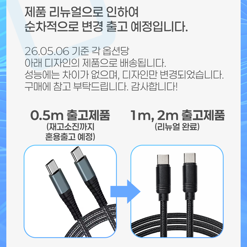 리빅스 100W CTOC 고속 충전케이블 USB C타입 데이터 초고속 충전기선 0.5m 이미지 6