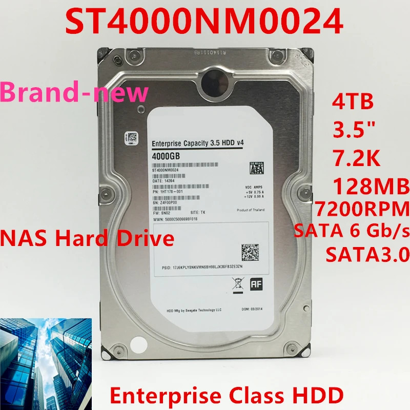 씨게이트오리지널 HDD 엔터프라이즈 ST4000NM0024 내장 4TB 3.5 인치 7.2K SATA 6 Gb/s 128MB 7200RPM 신