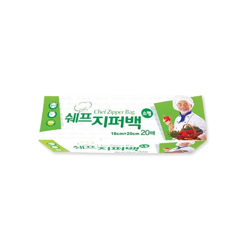 도모아 쉐프 지퍼백 소형 (1820) 20매 지퍼팩 비닐봉투 비닐지퍼백 - 상품 이미지