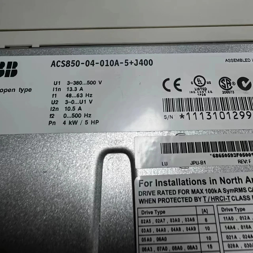 ABB 인버터 유닛 ACS850-04-010A-J400 메보드 JCU-11 오리지널