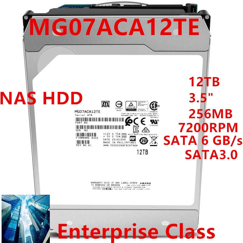 도시바호환오리지널 HDD 내부 엔터프라이즈 MG07ACA12TE 12TB 3.5 인치 SATA 6 Gb/s 256MB 7200RPM 신