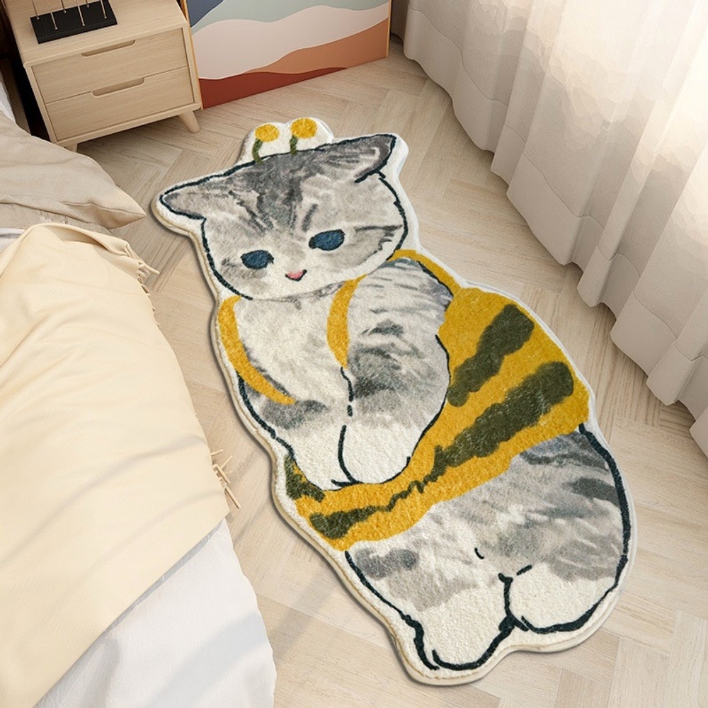 미니멀 발매트 귀여운 고양이 카펫 러그 방꾸미기 원룸꾸미기 유치원캣 40x60cm 이미지 7