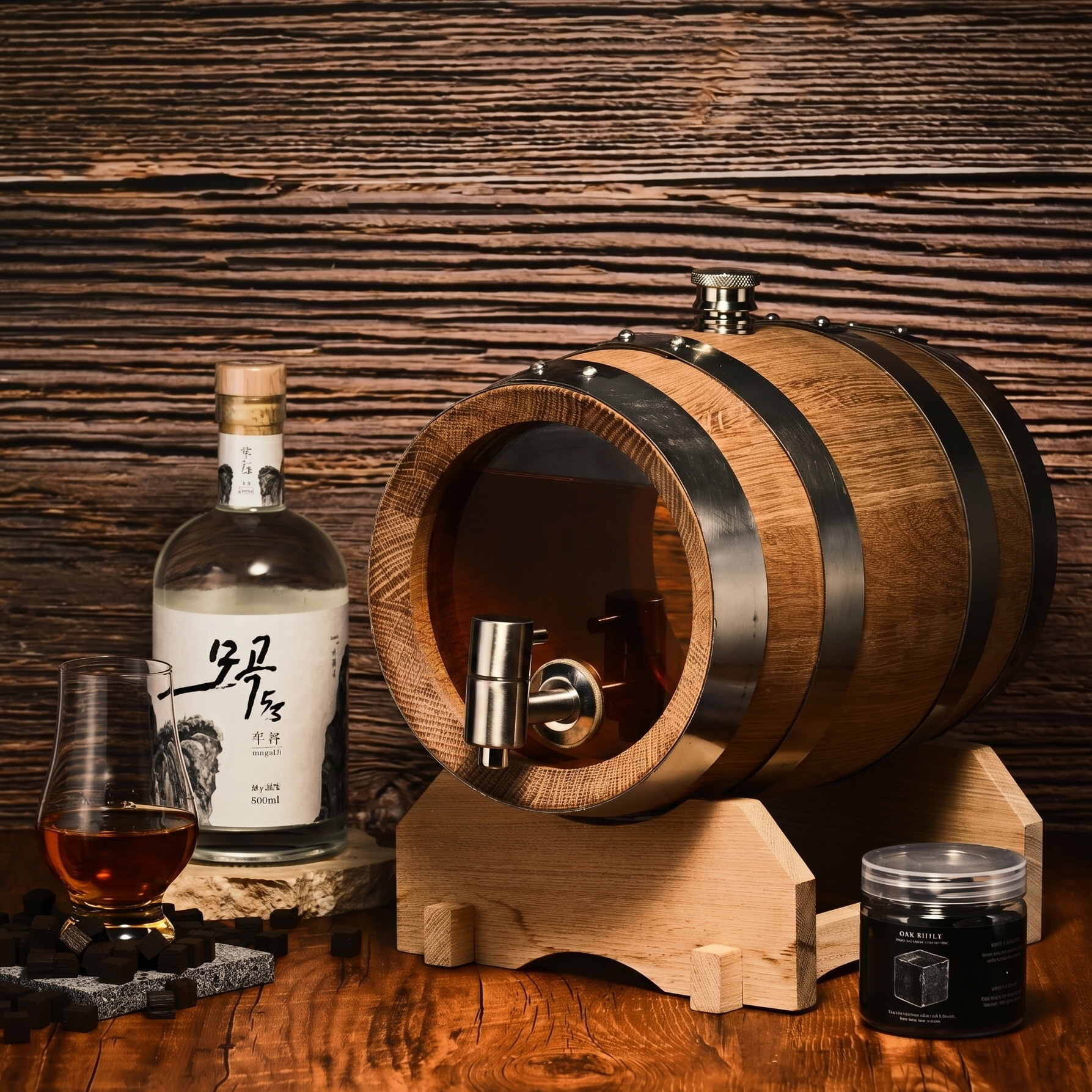 개츠비 아메리칸 화이트 오크통 3L 토스팅 오크배럴 글라스 위스키 와인 숙성통 - 상품 이미지