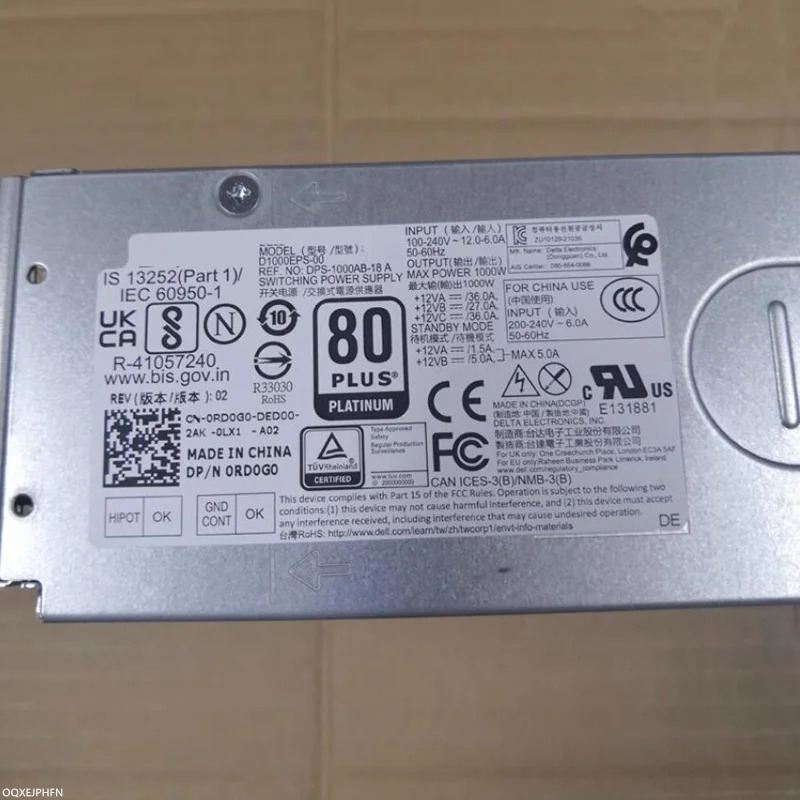 델 오로라 R16 오리지널 PSU 전원공급장치 AC1000EPS-00 L1000EPS-00 43YPM R61D8 043YPM 0R61D8 0RD0G0 D1000EPS-00 100