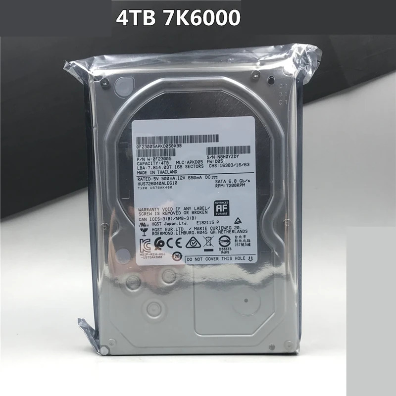 Hgst 엔터프라이즈 내부 HDD오리지널 HDD HUS726040ALE610 4TB 3.5 인치 7K6 SATA 6 Gb/s 128MB 7.2K 신