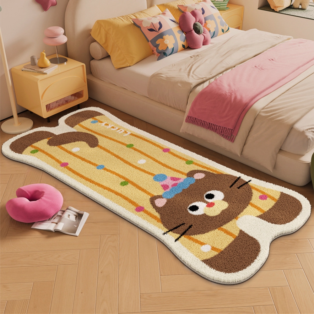 넙쭉이 매트 러그 고양이 바닥 침실 거실 컴퓨터 방꾸미기 거실꾸미기 CBT 녹색옷을 입은 고양이 40x60cm - 상세 이미지 2