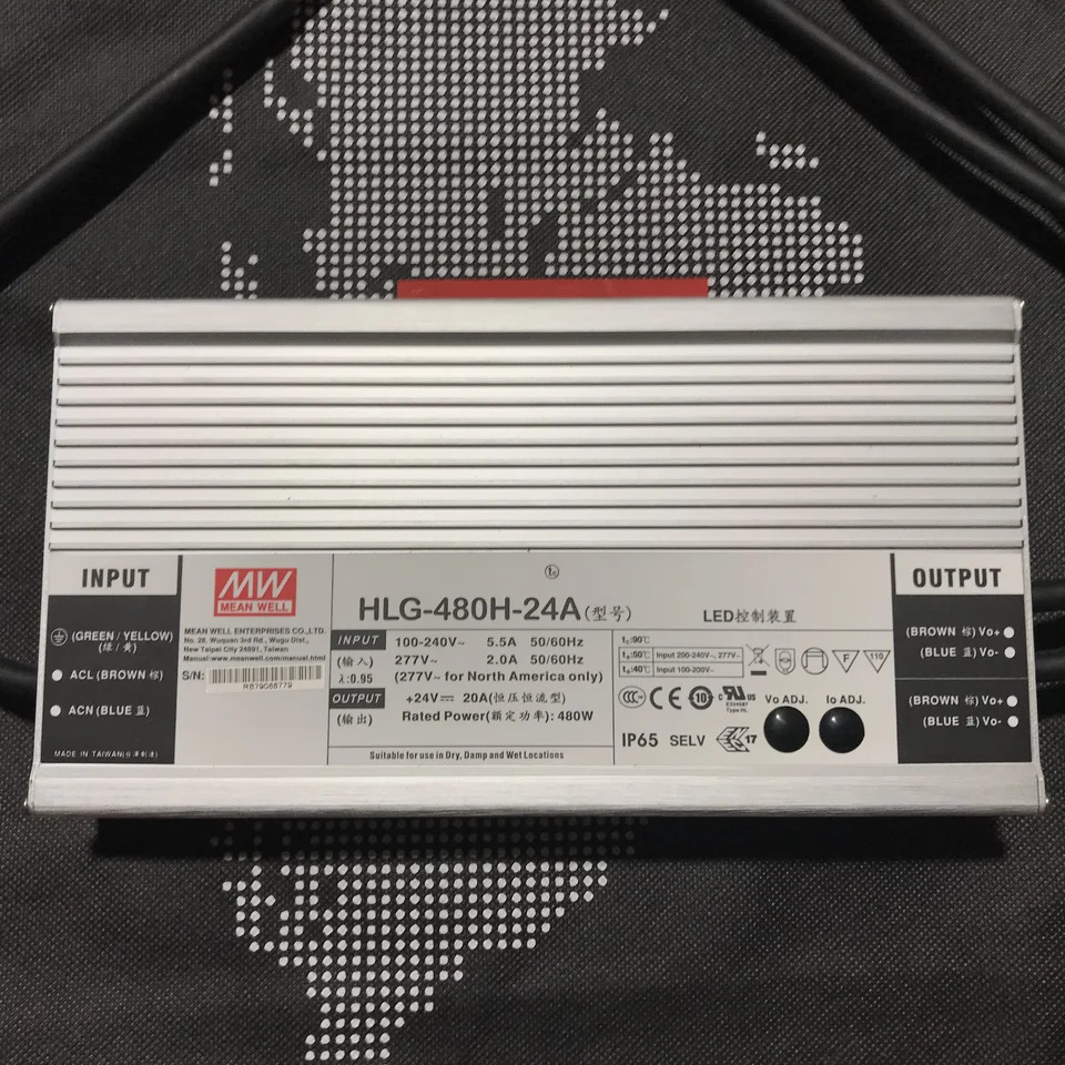 대만 Mingwei LED 방수 전원공급장치 HLG-480H-24AB 480W 24V 20A 공배전 신