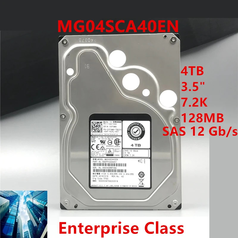 엔터프라이즈급 HDD 00F9W8 0F9W8 MG04SCA40ENDell 4TB 3.5 SAS 12Gb/s 128MB 7200RPM새 원본
